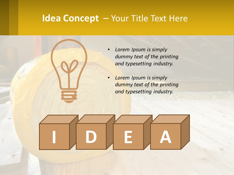 A Yellow Roll Of Insulation In A Attic PowerPoint Template