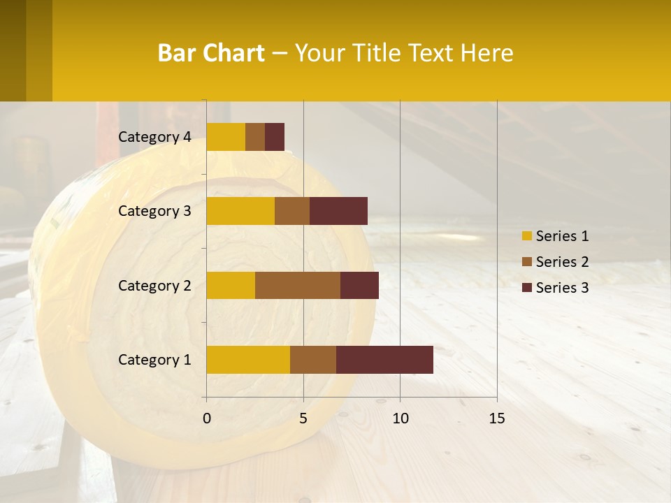 A Yellow Roll Of Insulation In A Attic PowerPoint Template