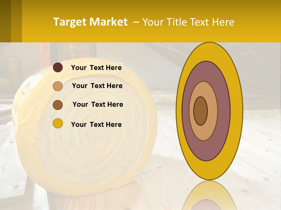 A Yellow Roll Of Insulation In A Attic PowerPoint Template