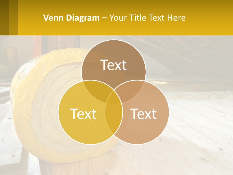A Yellow Roll Of Insulation In A Attic PowerPoint Template