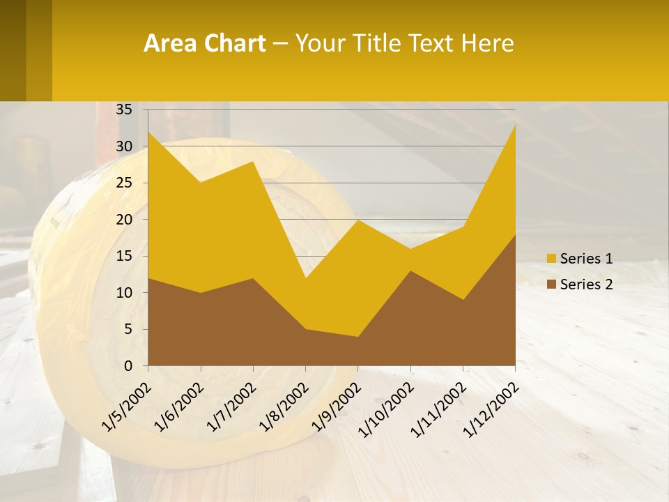 A Yellow Roll Of Insulation In A Attic PowerPoint Template