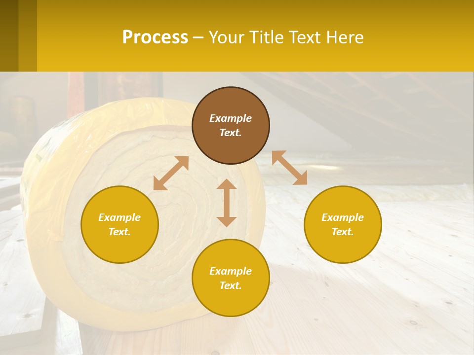 A Yellow Roll Of Insulation In A Attic PowerPoint Template