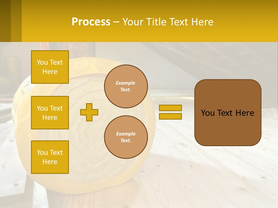 A Yellow Roll Of Insulation In A Attic PowerPoint Template