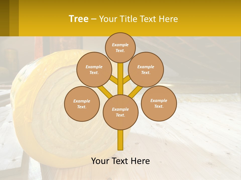 A Yellow Roll Of Insulation In A Attic PowerPoint Template
