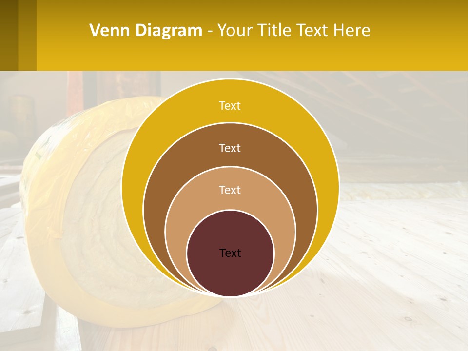 A Yellow Roll Of Insulation In A Attic PowerPoint Template