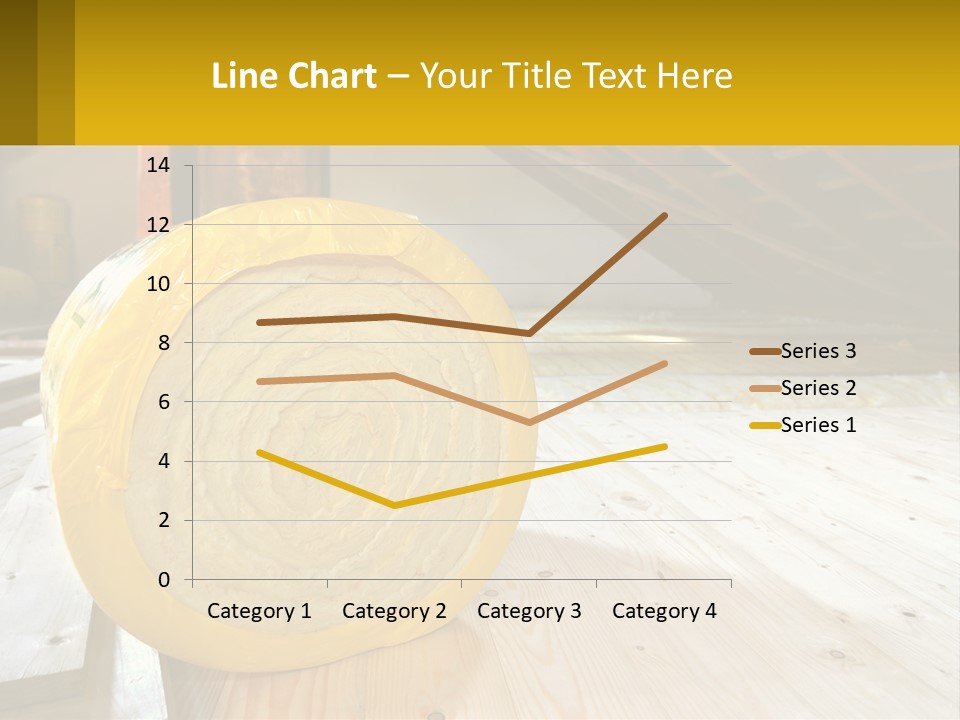A Yellow Roll Of Insulation In A Attic PowerPoint Template