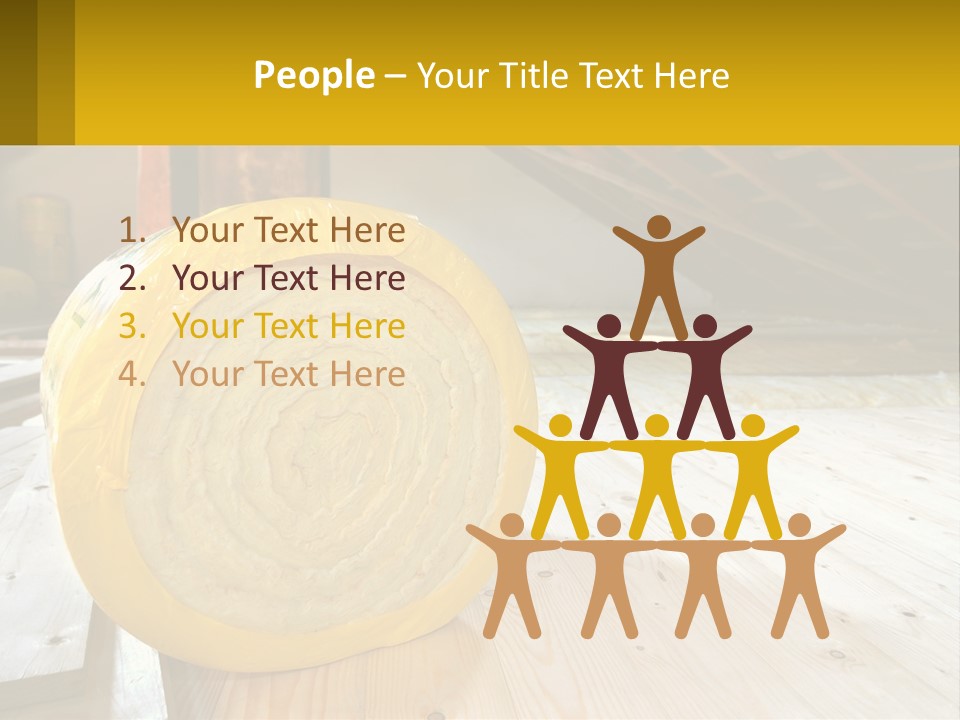 A Yellow Roll Of Insulation In A Attic PowerPoint Template