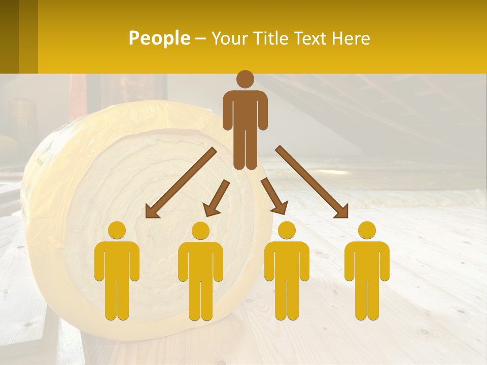 A Yellow Roll Of Insulation In A Attic PowerPoint Template