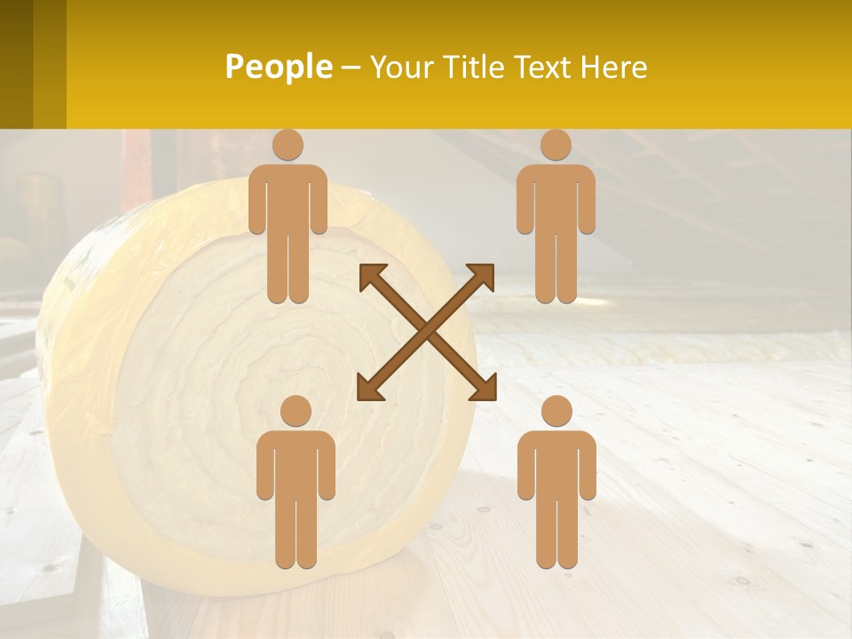 A Yellow Roll Of Insulation In A Attic PowerPoint Template