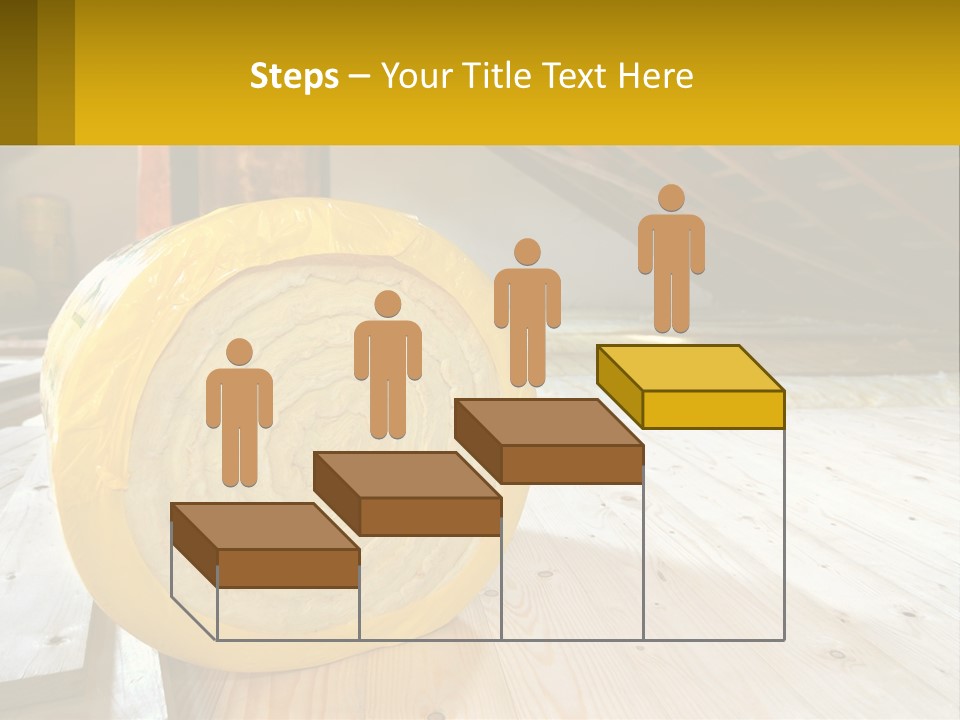 A Yellow Roll Of Insulation In A Attic PowerPoint Template