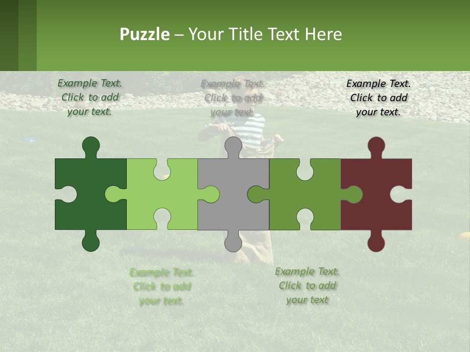 A Young Boy Standing On Top Of A Lush Green Field PowerPoint Template