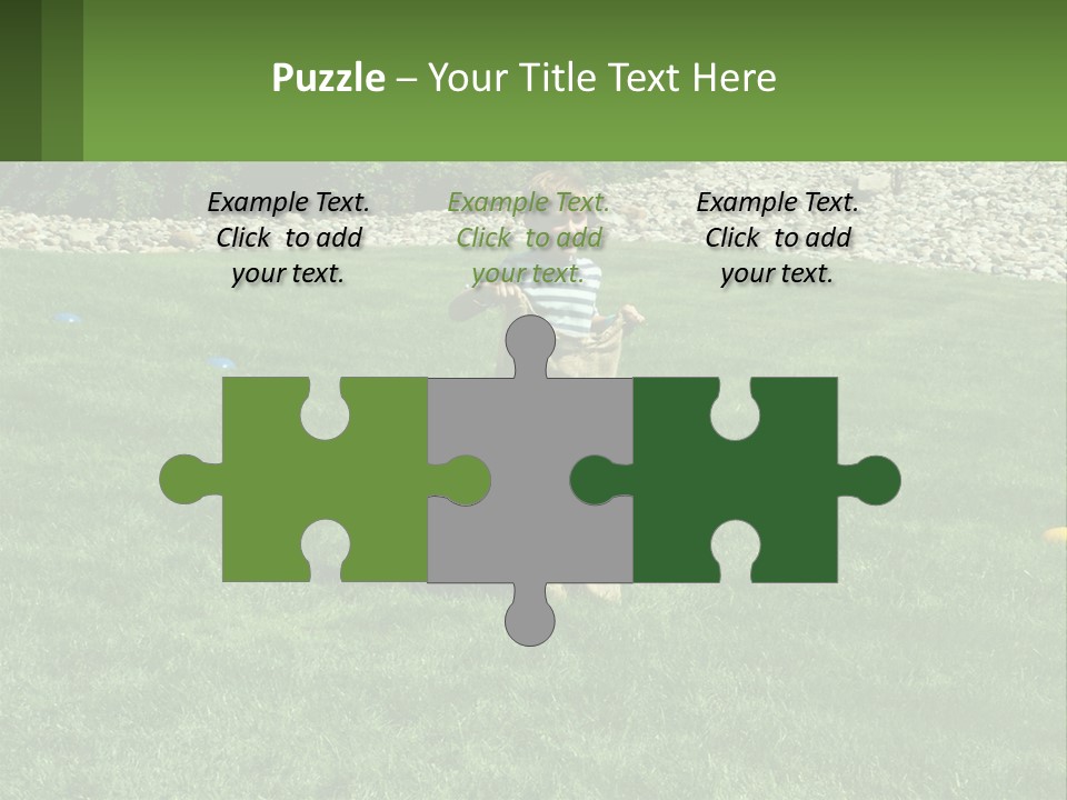 A Young Boy Standing On Top Of A Lush Green Field PowerPoint Template