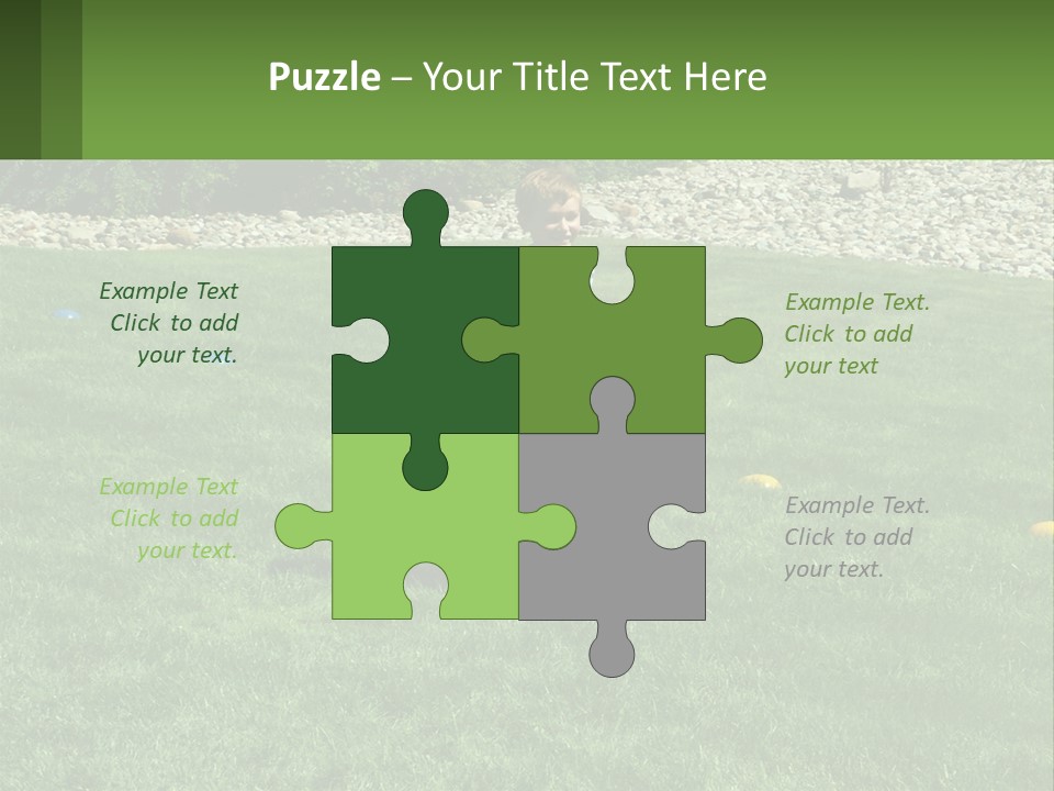 A Young Boy Standing On Top Of A Lush Green Field PowerPoint Template