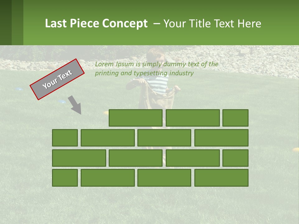 A Young Boy Standing On Top Of A Lush Green Field PowerPoint Template