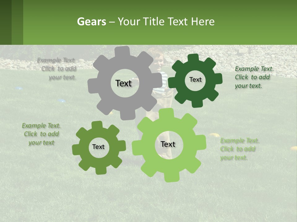 A Young Boy Standing On Top Of A Lush Green Field PowerPoint Template