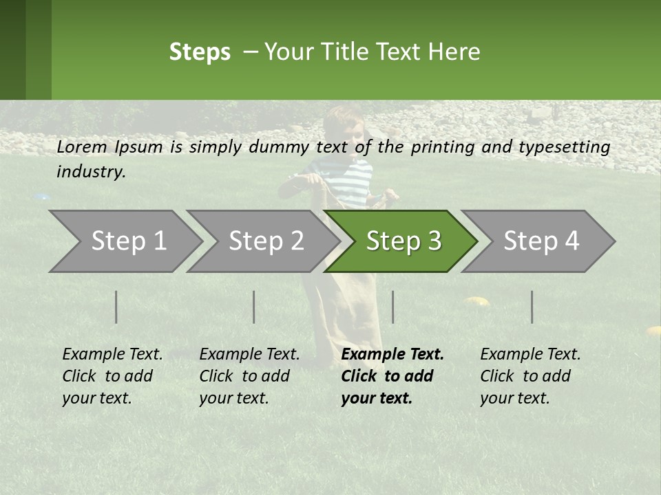 A Young Boy Standing On Top Of A Lush Green Field PowerPoint Template