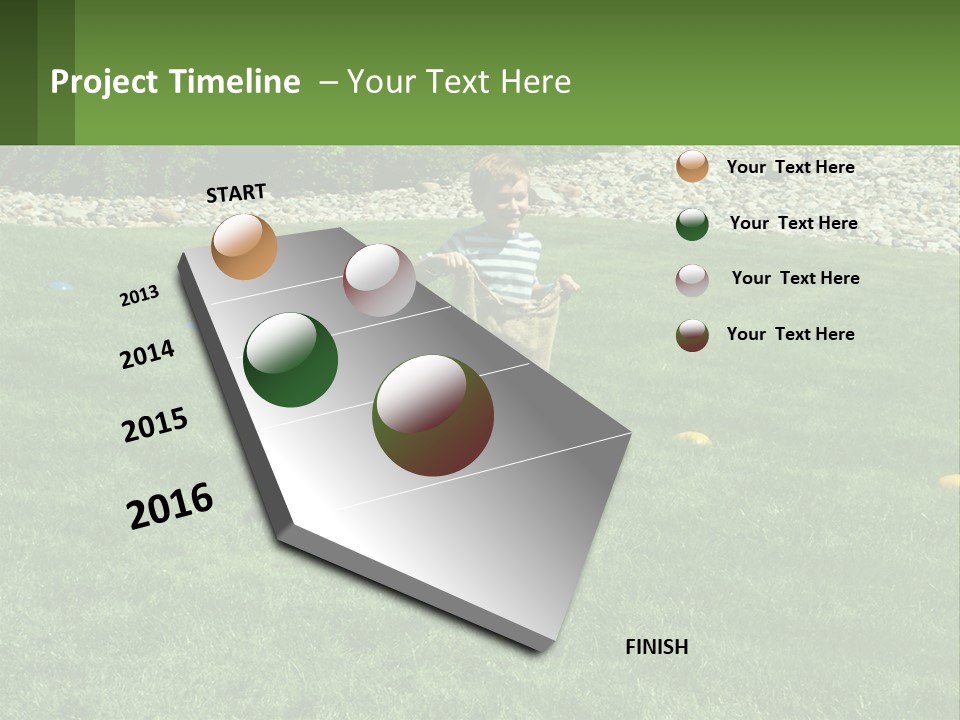 A Young Boy Standing On Top Of A Lush Green Field PowerPoint Template