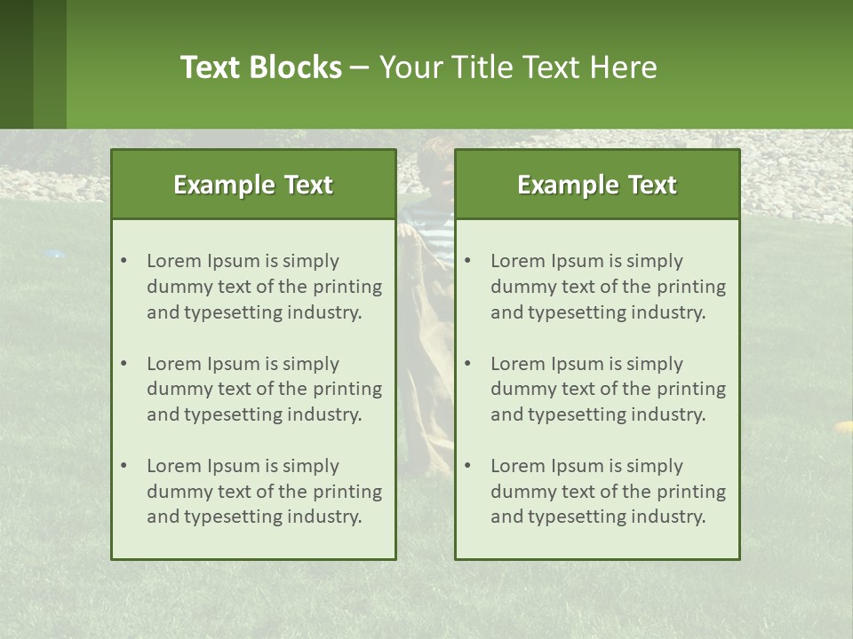 A Young Boy Standing On Top Of A Lush Green Field PowerPoint Template