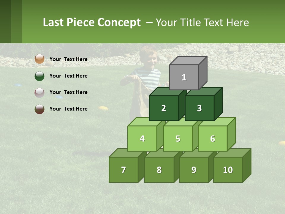 A Young Boy Standing On Top Of A Lush Green Field PowerPoint Template