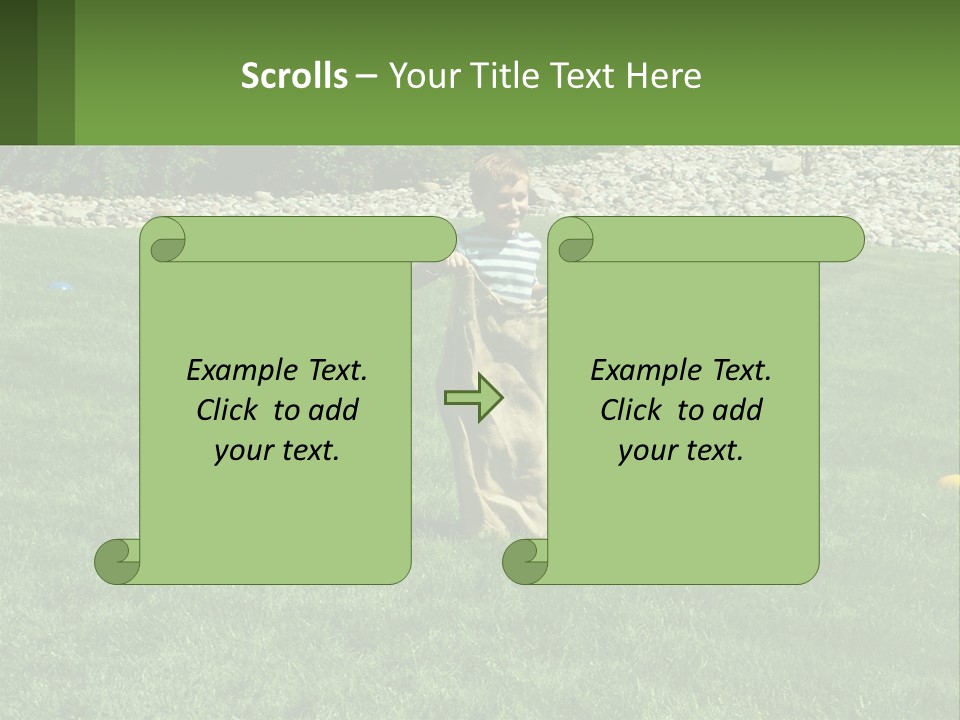 A Young Boy Standing On Top Of A Lush Green Field PowerPoint Template