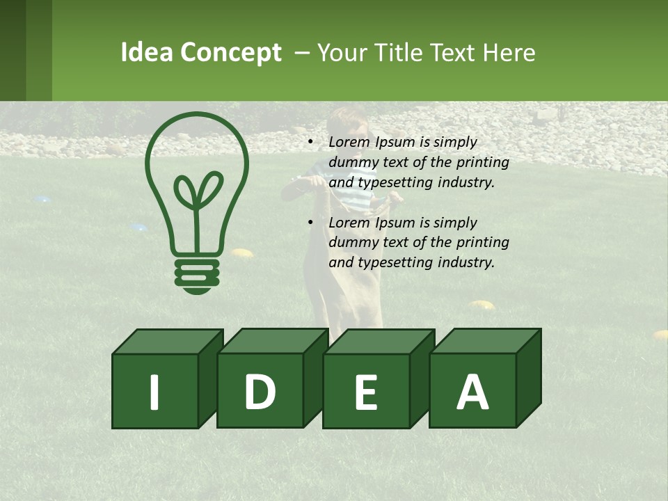 A Young Boy Standing On Top Of A Lush Green Field PowerPoint Template