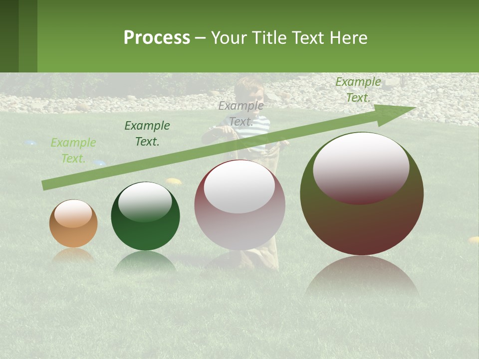 A Young Boy Standing On Top Of A Lush Green Field PowerPoint Template