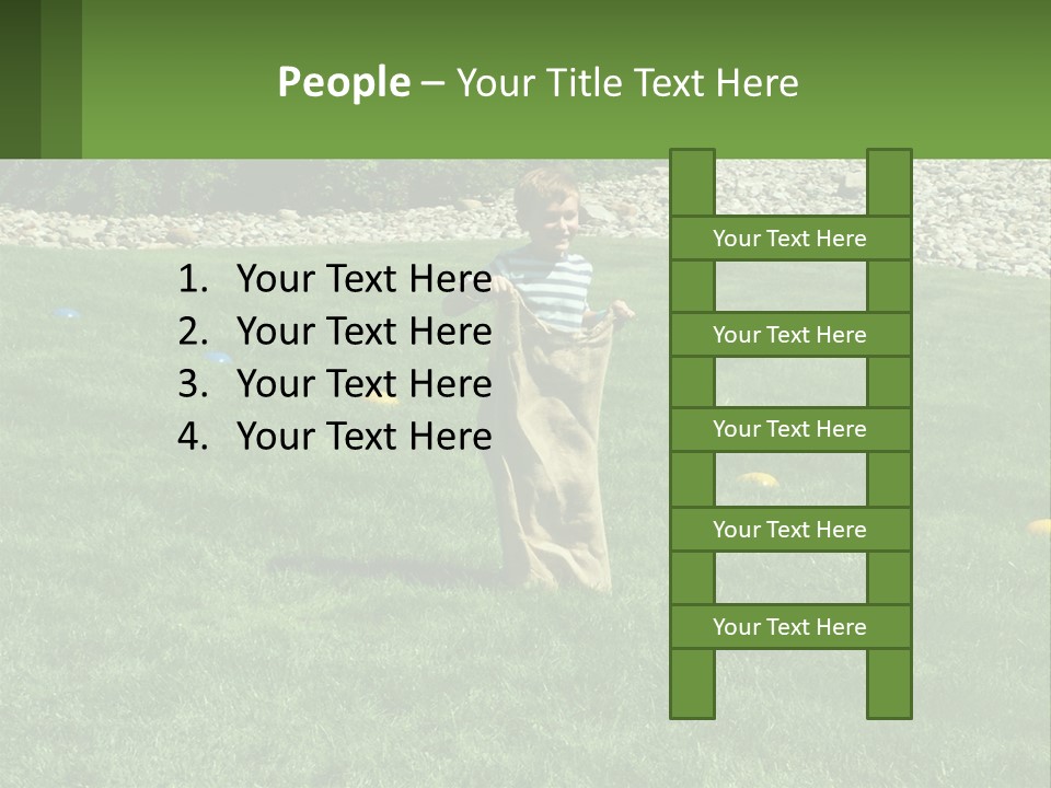 A Young Boy Standing On Top Of A Lush Green Field PowerPoint Template