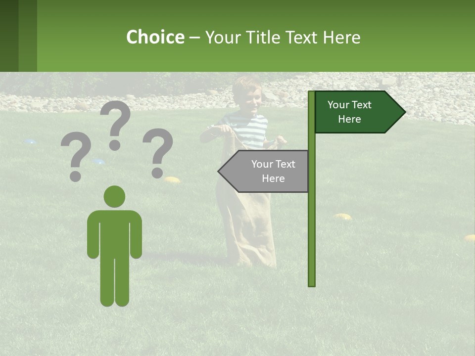 A Young Boy Standing On Top Of A Lush Green Field PowerPoint Template