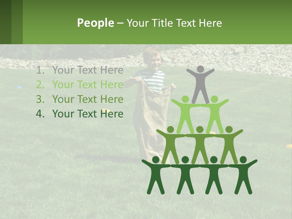 A Young Boy Standing On Top Of A Lush Green Field PowerPoint Template