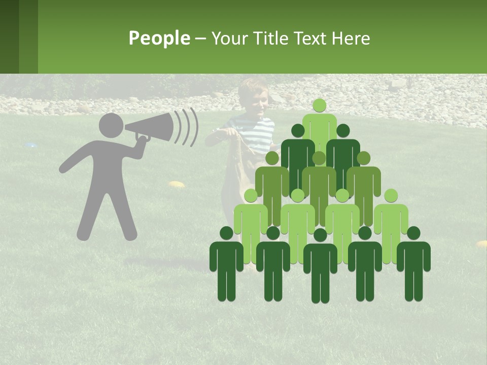 A Young Boy Standing On Top Of A Lush Green Field PowerPoint Template