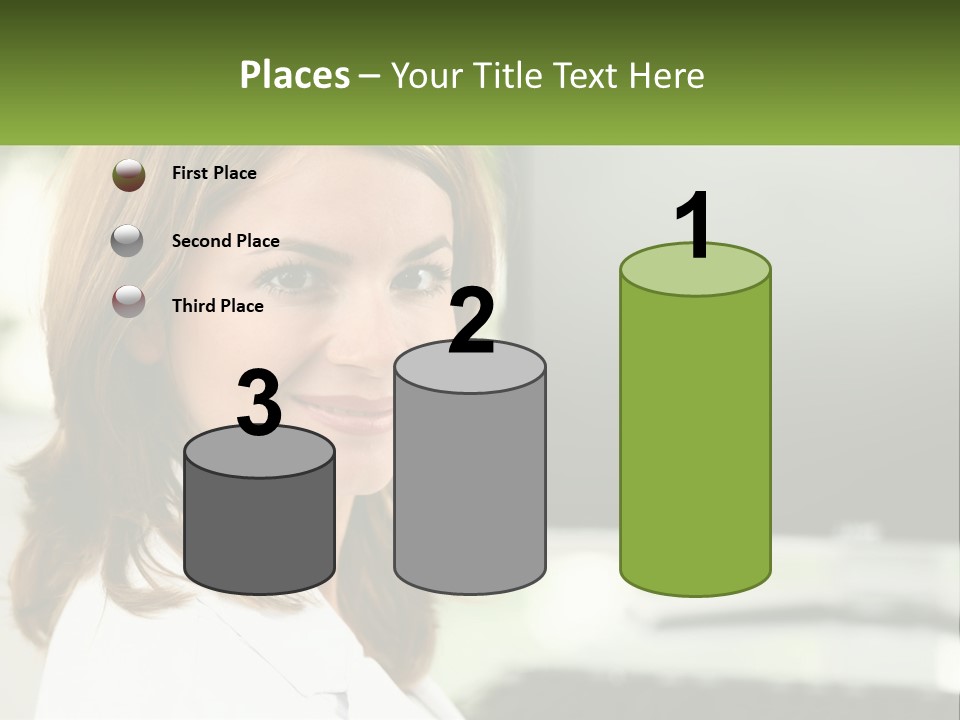 A Woman Is Smiling In Front Of A Computer PowerPoint Template