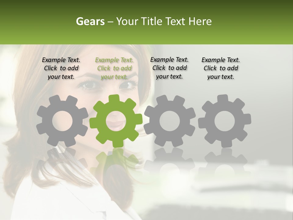 A Woman Is Smiling In Front Of A Computer PowerPoint Template