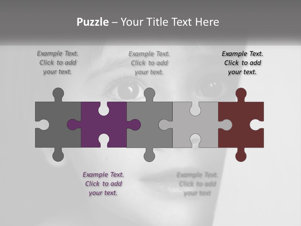 A Little Girl Looking Over A Wall With Her Eyes Wide Open PowerPoint Template