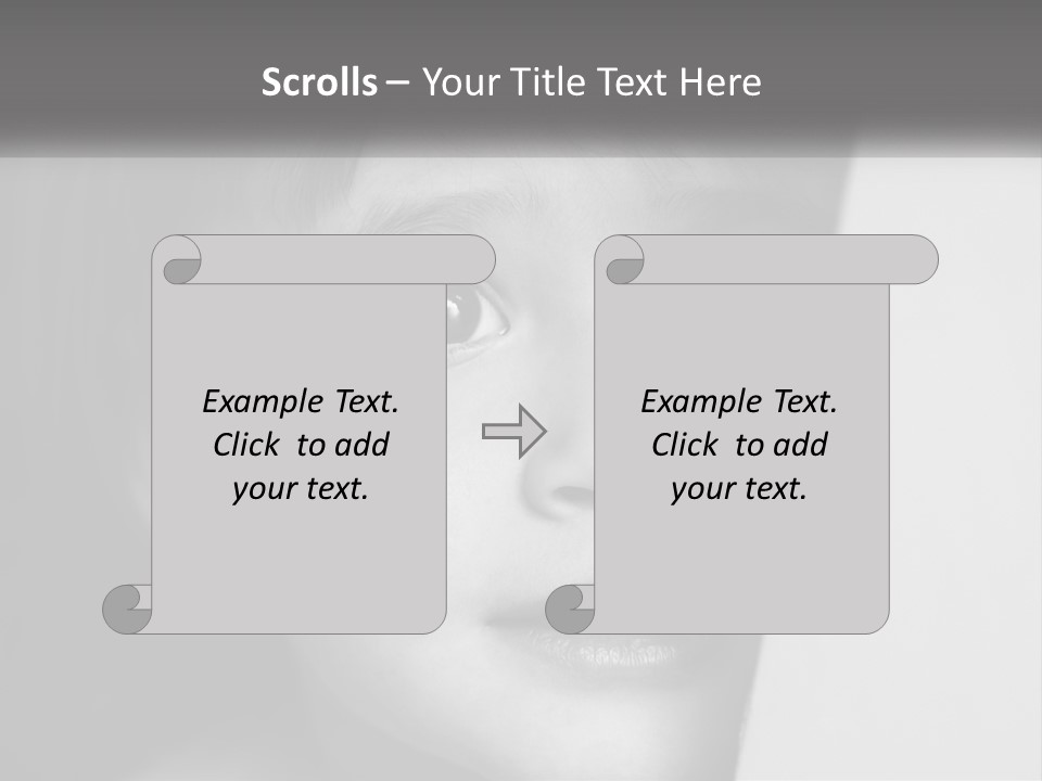 A Little Girl Looking Over A Wall With Her Eyes Wide Open PowerPoint Template