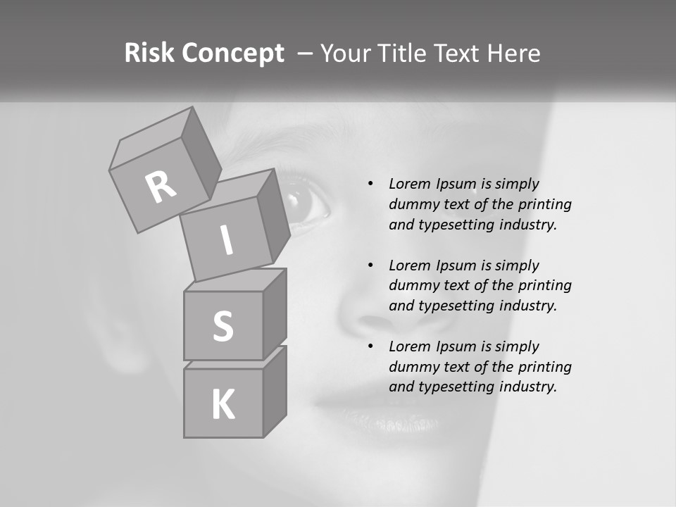 A Little Girl Looking Over A Wall With Her Eyes Wide Open PowerPoint Template