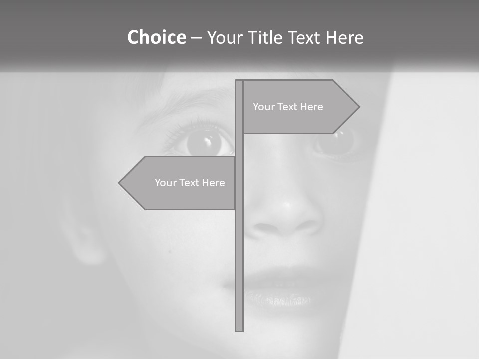 A Little Girl Looking Over A Wall With Her Eyes Wide Open PowerPoint Template