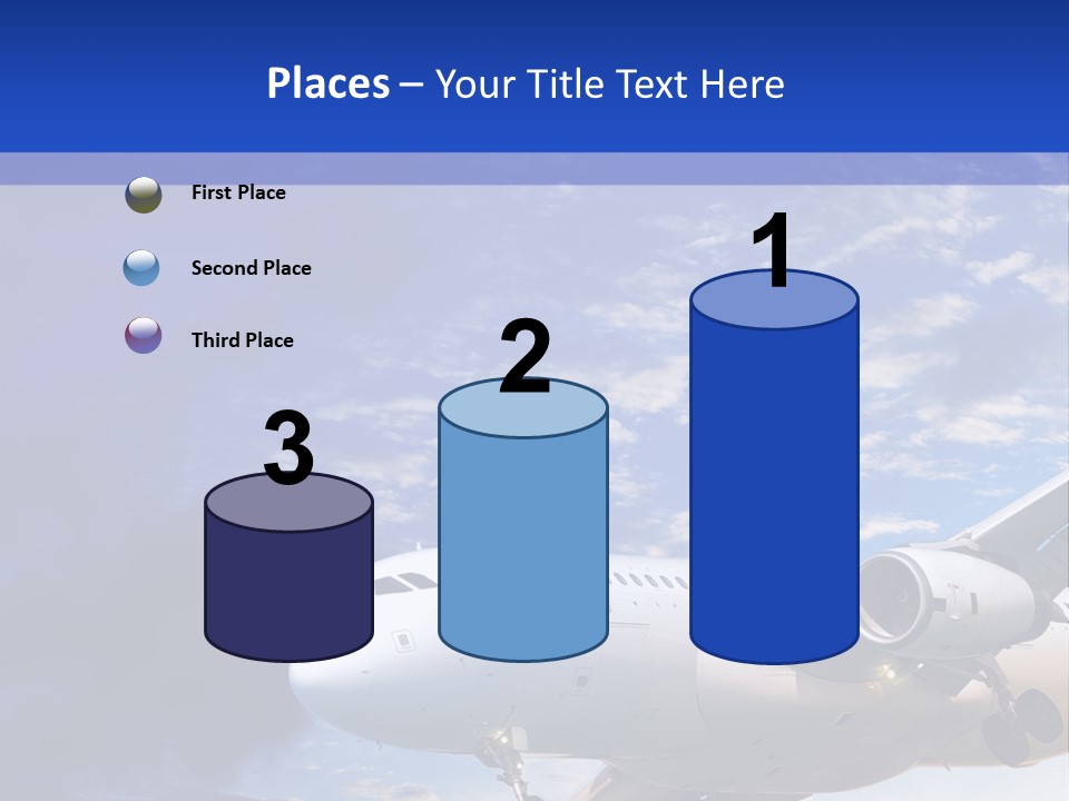 A Plane Flying In The Sky With Clouds In The Background PowerPoint Template