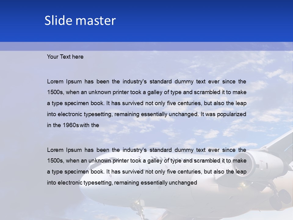 A Plane Flying In The Sky With Clouds In The Background PowerPoint Template