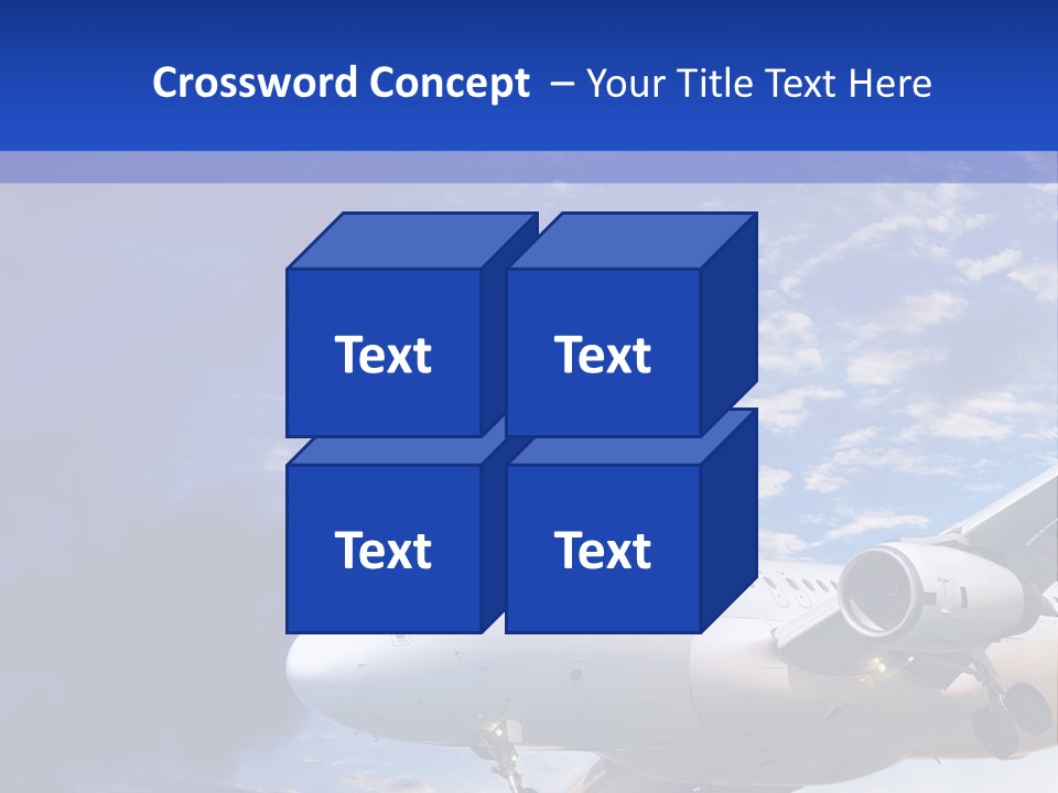 A Plane Flying In The Sky With Clouds In The Background PowerPoint Template