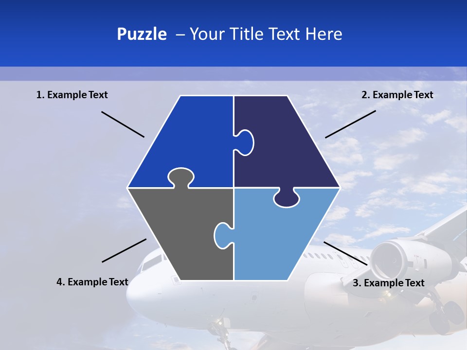 A Plane Flying In The Sky With Clouds In The Background PowerPoint Template