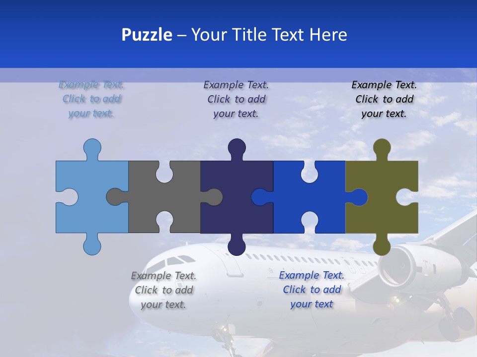 A Plane Flying In The Sky With Clouds In The Background PowerPoint Template