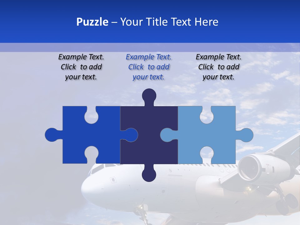 A Plane Flying In The Sky With Clouds In The Background PowerPoint Template