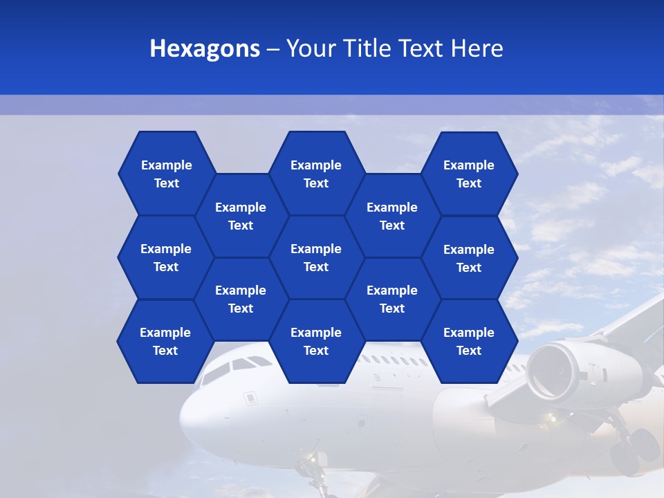 A Plane Flying In The Sky With Clouds In The Background PowerPoint Template
