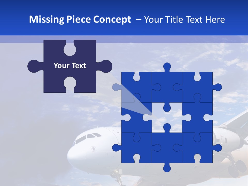 A Plane Flying In The Sky With Clouds In The Background PowerPoint Template