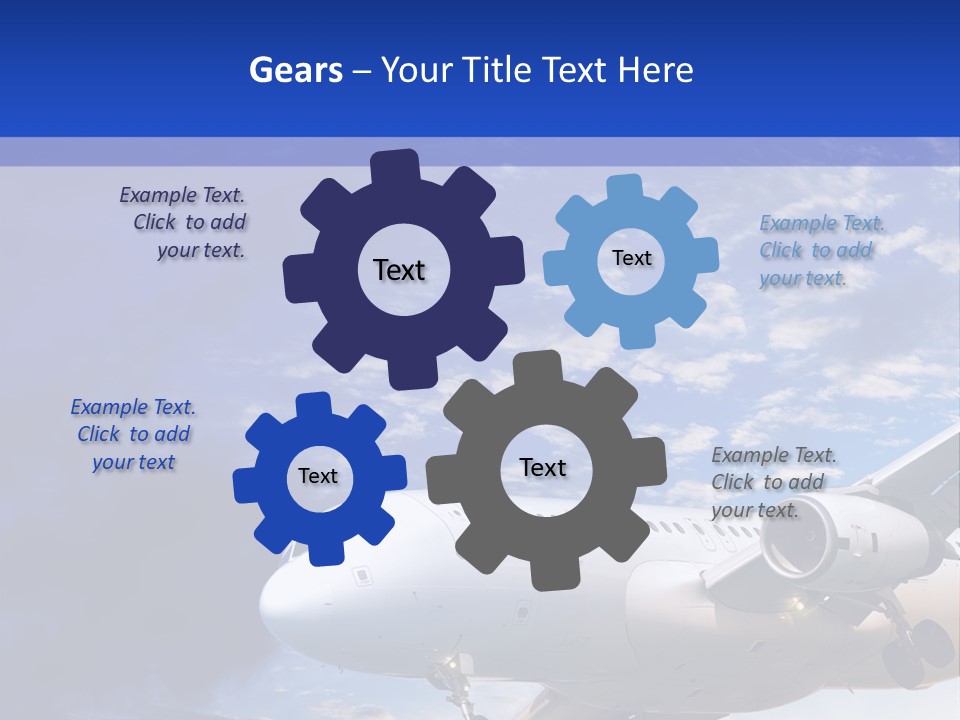 A Plane Flying In The Sky With Clouds In The Background PowerPoint Template