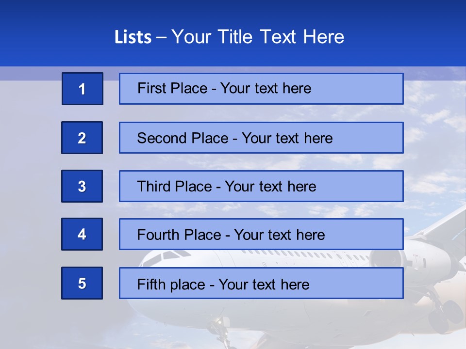A Plane Flying In The Sky With Clouds In The Background PowerPoint Template