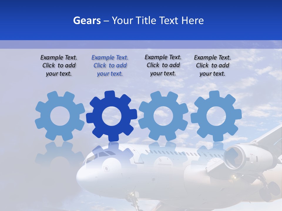 A Plane Flying In The Sky With Clouds In The Background PowerPoint Template