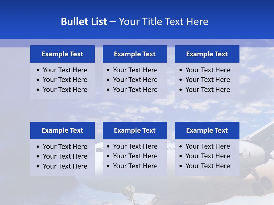 A Plane Flying In The Sky With Clouds In The Background PowerPoint Template