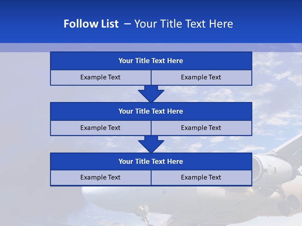 A Plane Flying In The Sky With Clouds In The Background PowerPoint Template