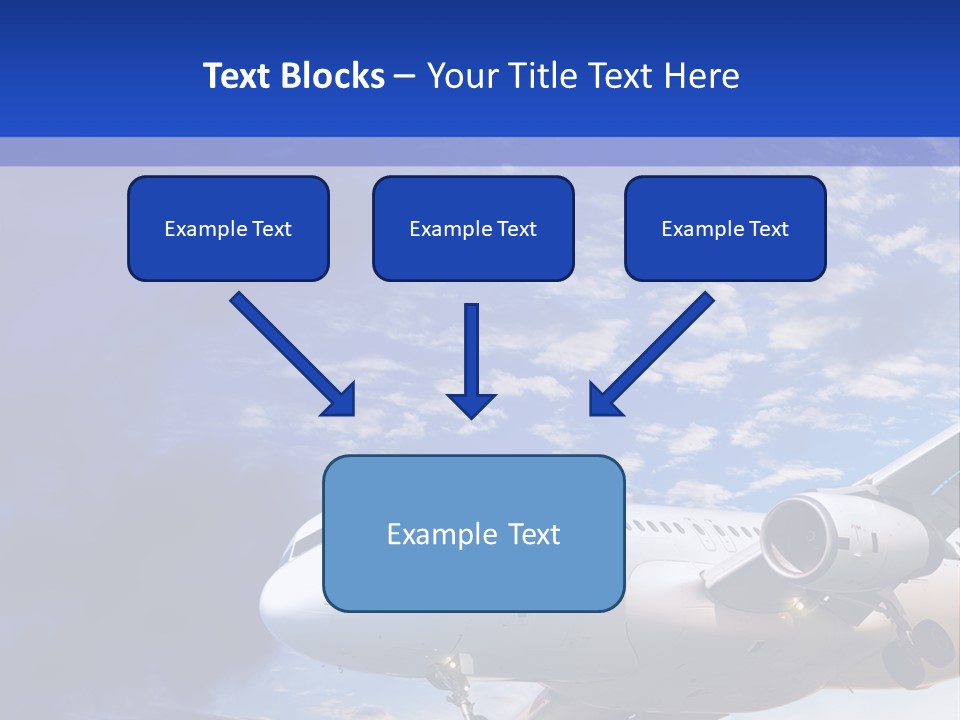 A Plane Flying In The Sky With Clouds In The Background PowerPoint Template